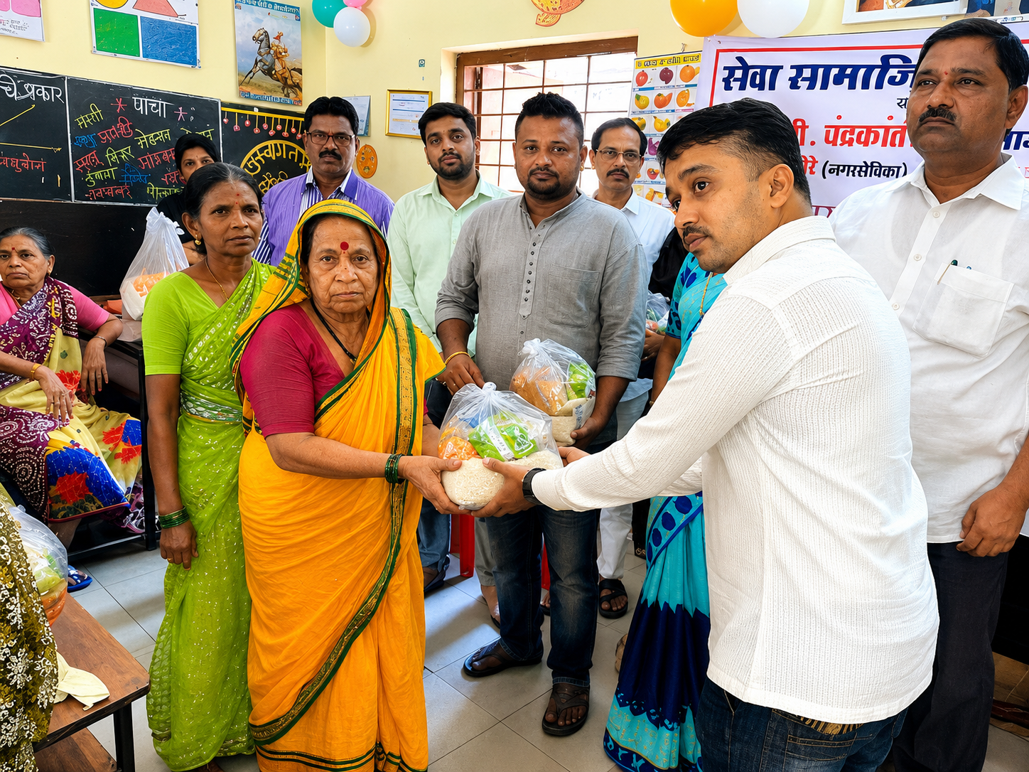 Free food distribution to senior citizens